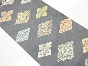 花唐草・花菱模様織出し全通袋帯